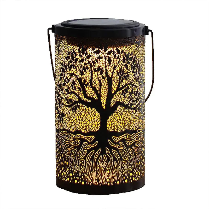 Solar Projection Lantern Light ? Tree Pattern Outdoor LED Lamp | Waterproof Garden Hanging or Stake Light TED