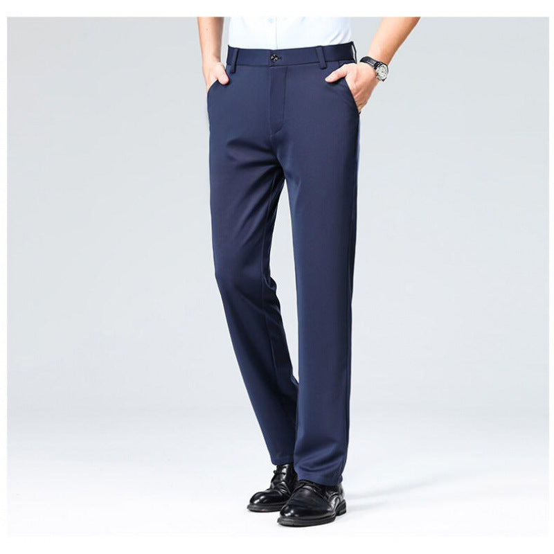 Mens Wrinkle-Resistant Straight Leg Trousers - Lightweight Casual Dress Pants | Comfortable Business & Everyday Wear TED