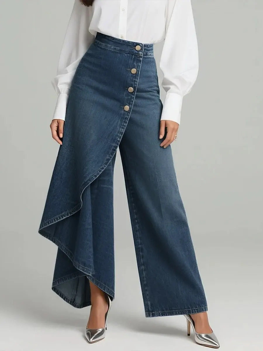 Womens Wide Leg Printed Pants  Casual Mid Waist Loose Fit Trousers | Trendy Streetwear Long Pants TED