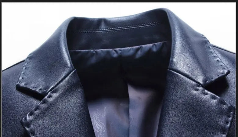 Men’s PU Leather Jacket – Casual Loose Fit Cardigan Coat for Fathers | Classic Black Outerwear (M–3XL) CJ