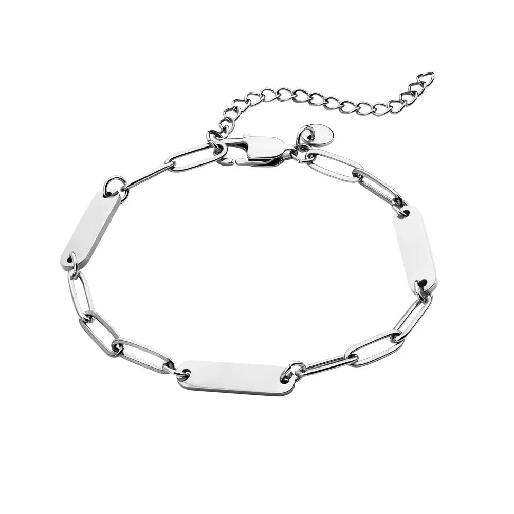 Personalized Engraved Heart Bracelet Stainless Steel Custom Charm Jewelry Gift TED