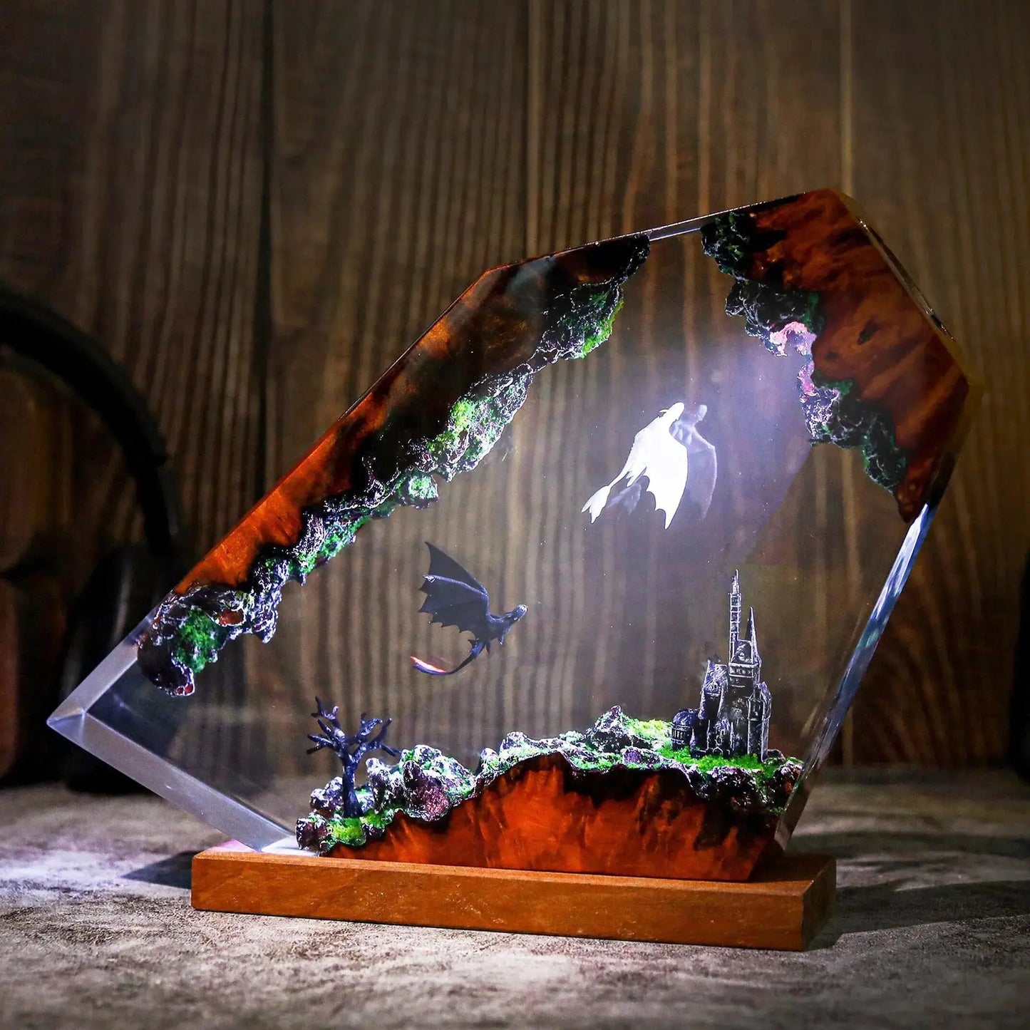 Handcrafted Dragon Resin Night Light Bohemian LED Decorative Lamp with Multicolor Lighting TED