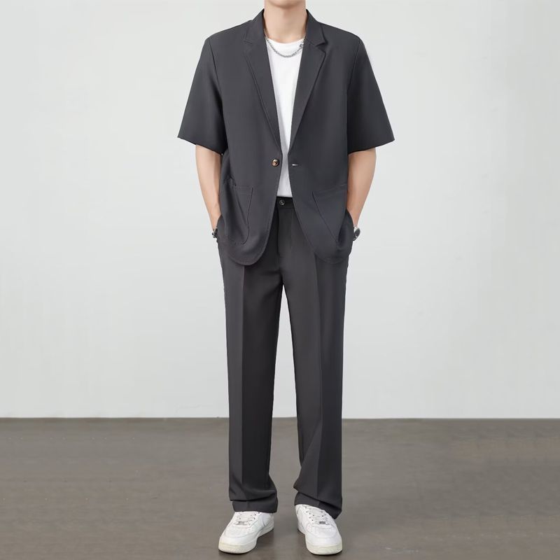 Men's Ice Silk Casual Suit Set | Lightweight Summer Suit 3-Piece Outfit - EverCharm Gifts