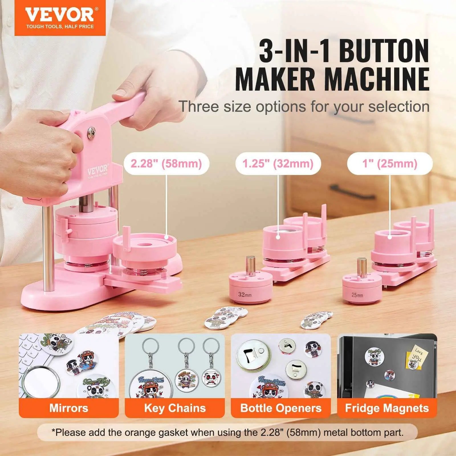 3-in-1 Button Maker Machine Kit – DIY Badge Press with 300pcs Parts & Panda Magic Book