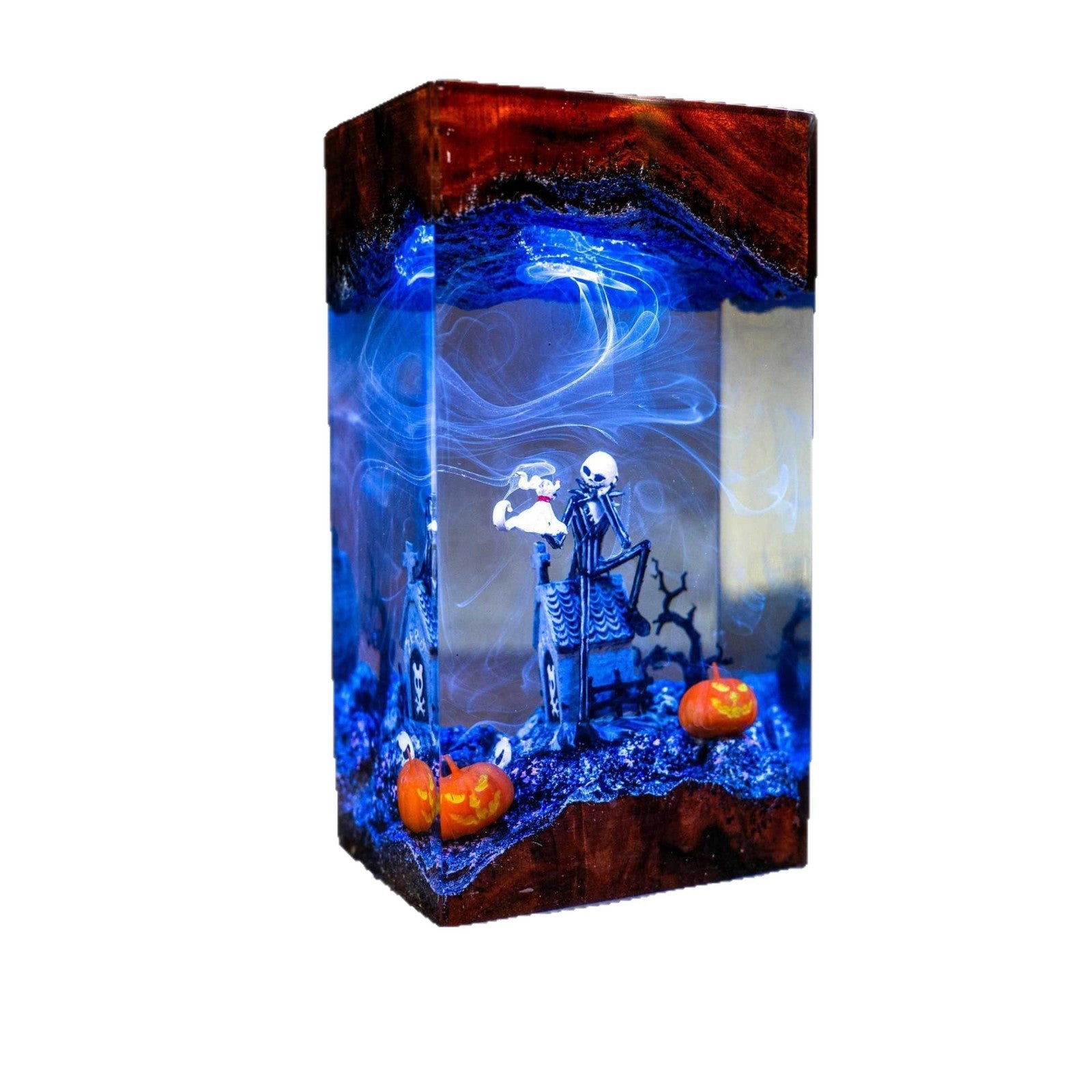 Halloween Resin Night Light - Handmade Pumpkin & Ghost Decorative Lamp | Spooky Cute Bedside Halloween Decor TED