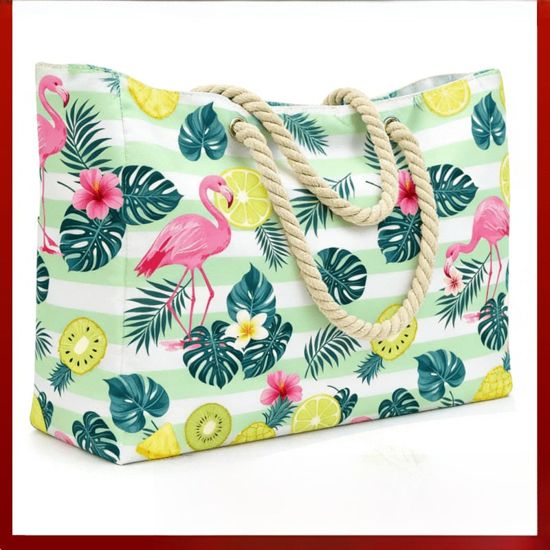 Rainbow Stripe Beach Bag - Large Capacity Beach Bag | Free Shipping