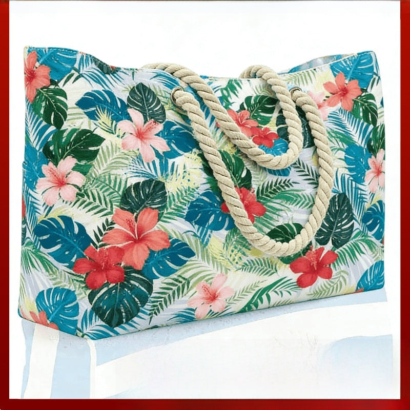 Rainbow Stripe Beach Bag - Large Capacity Beach Bag | Free Shipping