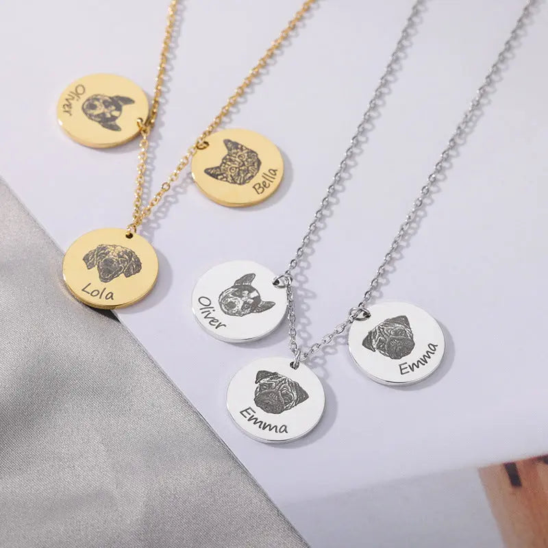 Personalized Dog Necklace – Custom Engraved Pet Pendant Stainless Steel Gift CJ
