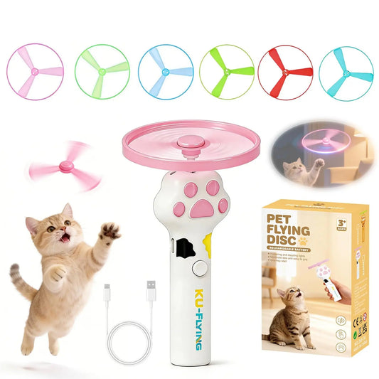 Rechargeable Cat Disc Launcher Toy – Interactive Flying Disc Fetch Toy for Cats & Dogs | Indoor & Outdoor Pet Hunting Game CJ