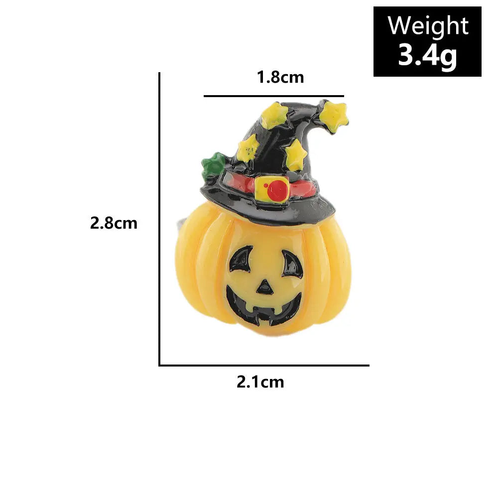 Halloween Cartoon Rings – Pumpkin Ghost Bat Resin Party Jewelry for Women CJ