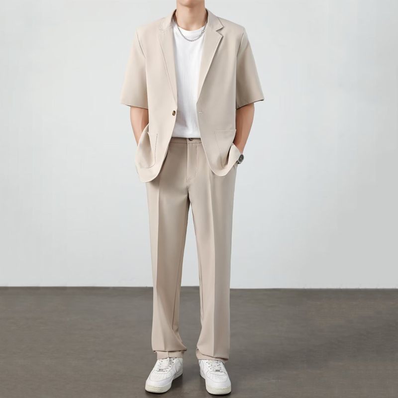 Men's Ice Silk Casual Suit Set | Lightweight Summer Suit 3-Piece Outfit - EverCharm Gifts