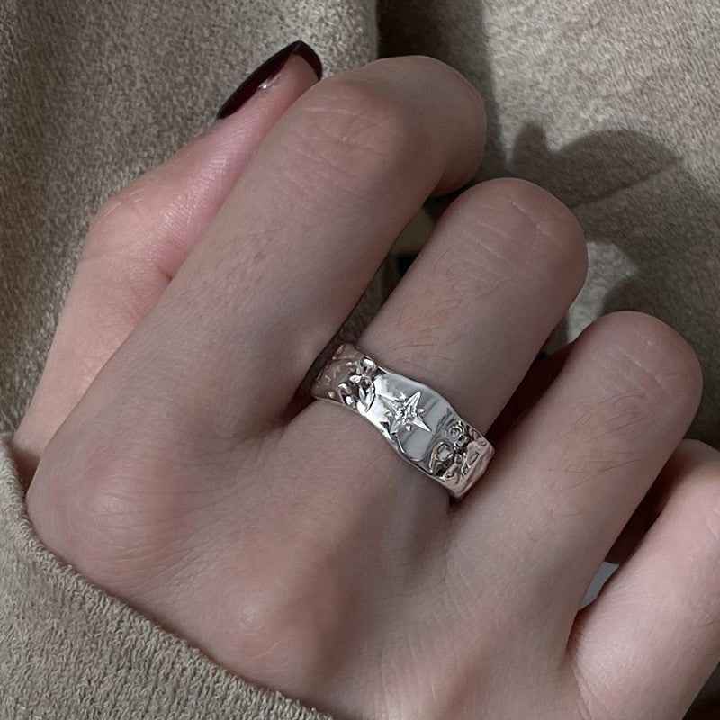 S925 Sterling Silver Open Ring ? Minimalist Geometric Adjustable Ring for Women