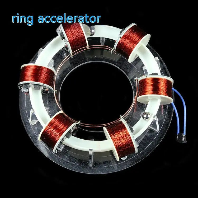 Cyclotron Ring Accelerator Toy – Magnetic Loop Science Desk Gadget | High-Tech Physics Display with LED Motion Track CJ