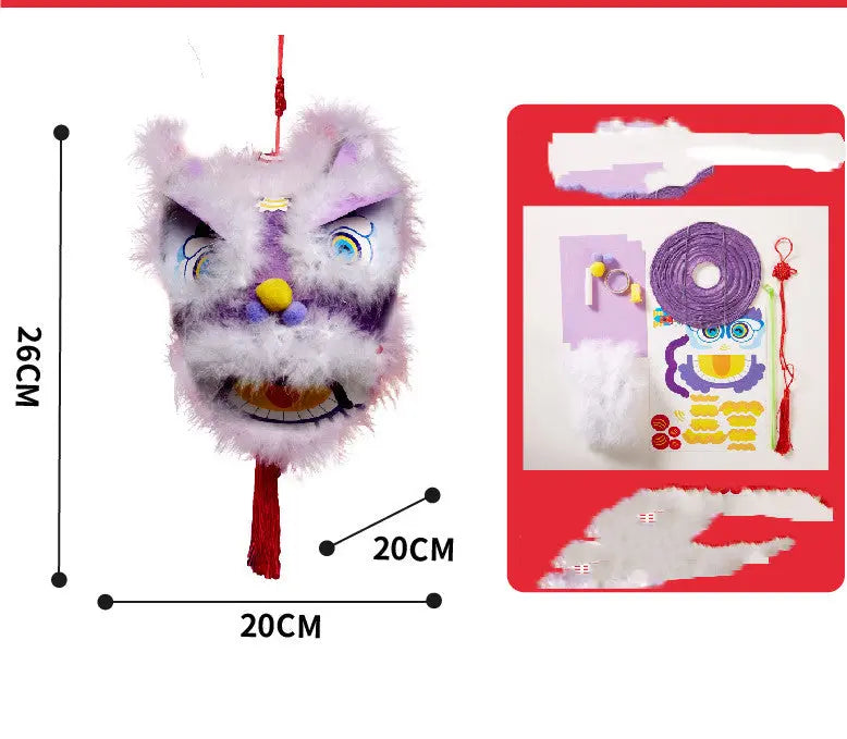 DIY Lion Lantern Kit – Mid-Autumn Festival Plush Craft Toy for Kids CJ