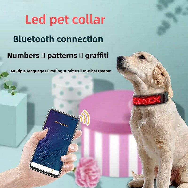 Smart LED Pet Collar with App Control - RGB Scrolling Message Dog Collar | Custom Emoji Light-Up Pet Accessory TED