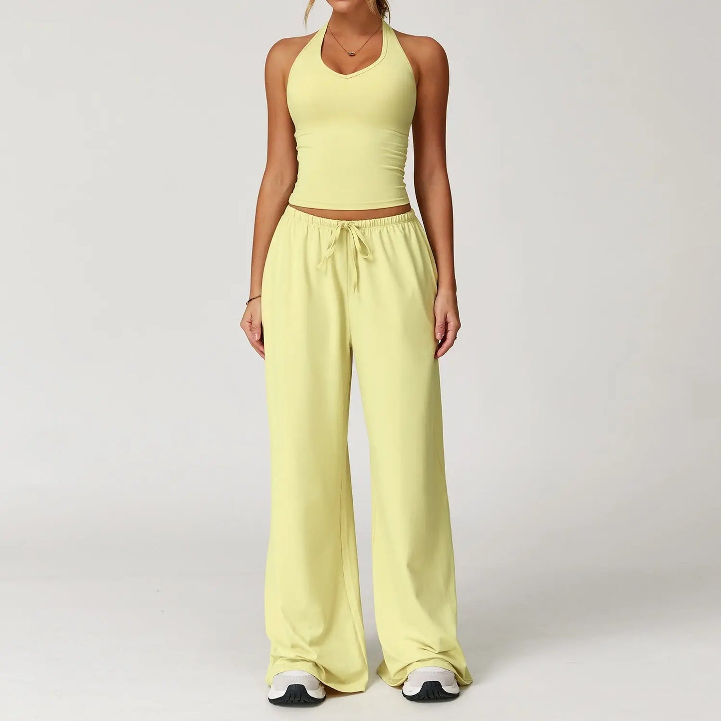 Womens Quick-Dry Activewear Set  Hooded Sports Top & Wide Leg Pants | Breathable Yoga & Casual Workout Outfit