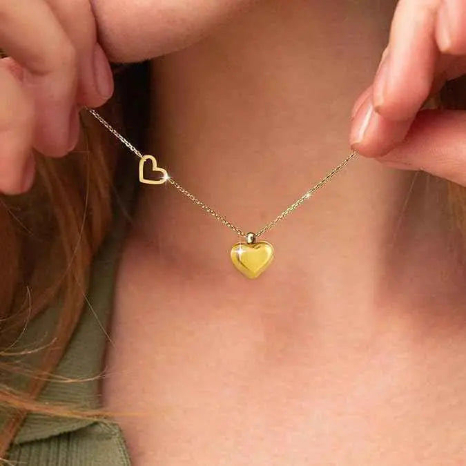 Rose Gold Heart Necklace - Full Diamond Zircon Pendant (Elegant Gift for Her)