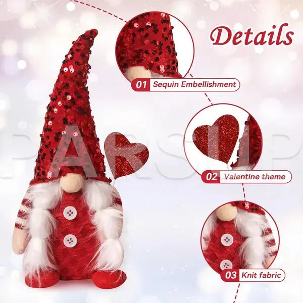 Valentine’s Day Gnome Gift Set – 2PCS Plush Swedish Elf with Heart Balloon Décor CJ