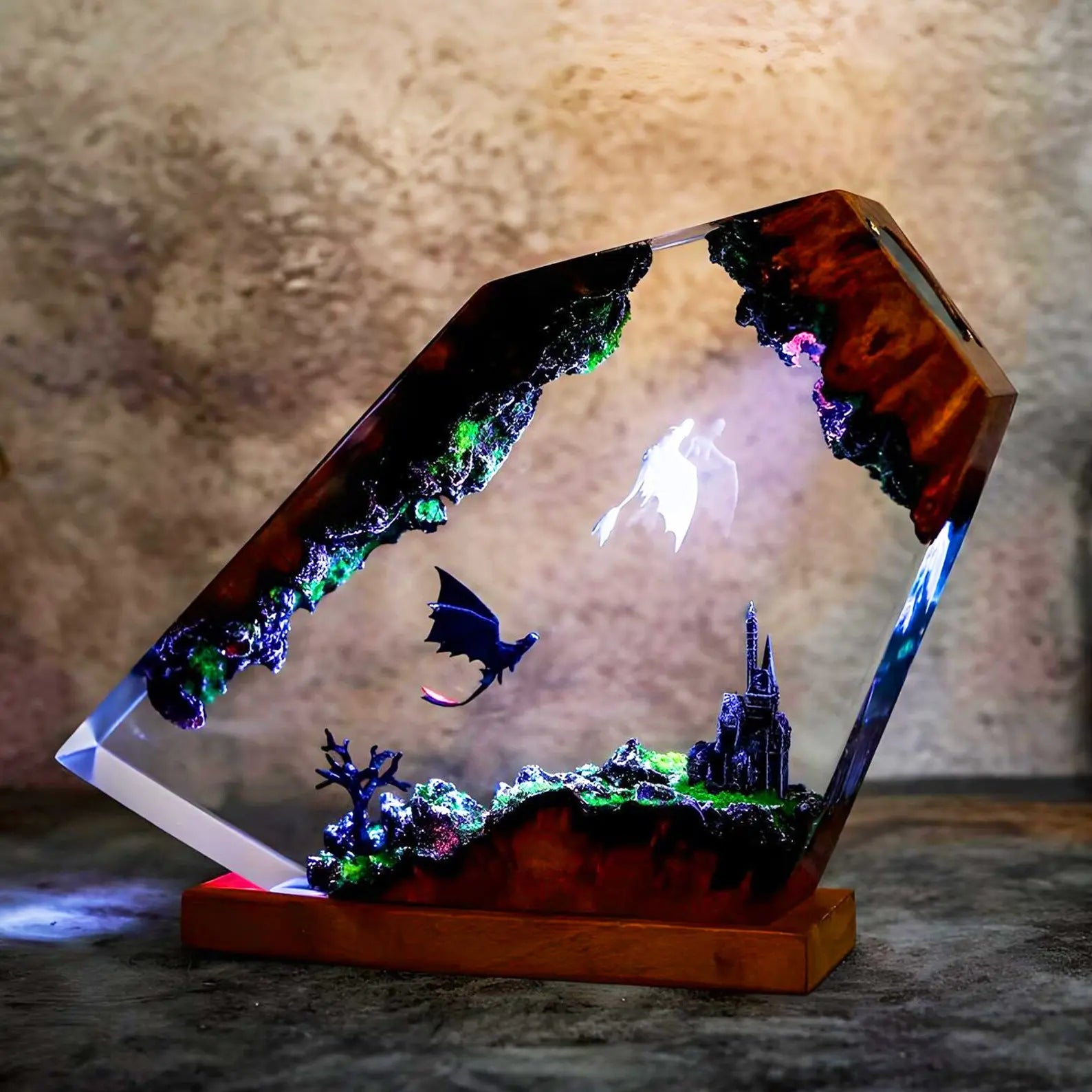 Handcrafted Dragon Resin Night Light Bohemian LED Decorative Lamp with Multicolor Lighting TED
