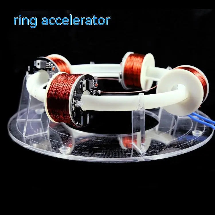 Cyclotron Ring Accelerator Toy – Magnetic Loop Science Desk Gadget | High-Tech Physics Display with LED Motion Track CJ