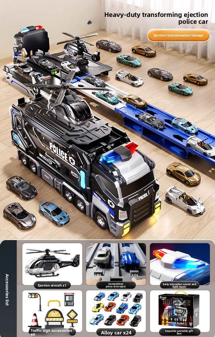 Transforming Police Car Toy with Track and Ejection Features