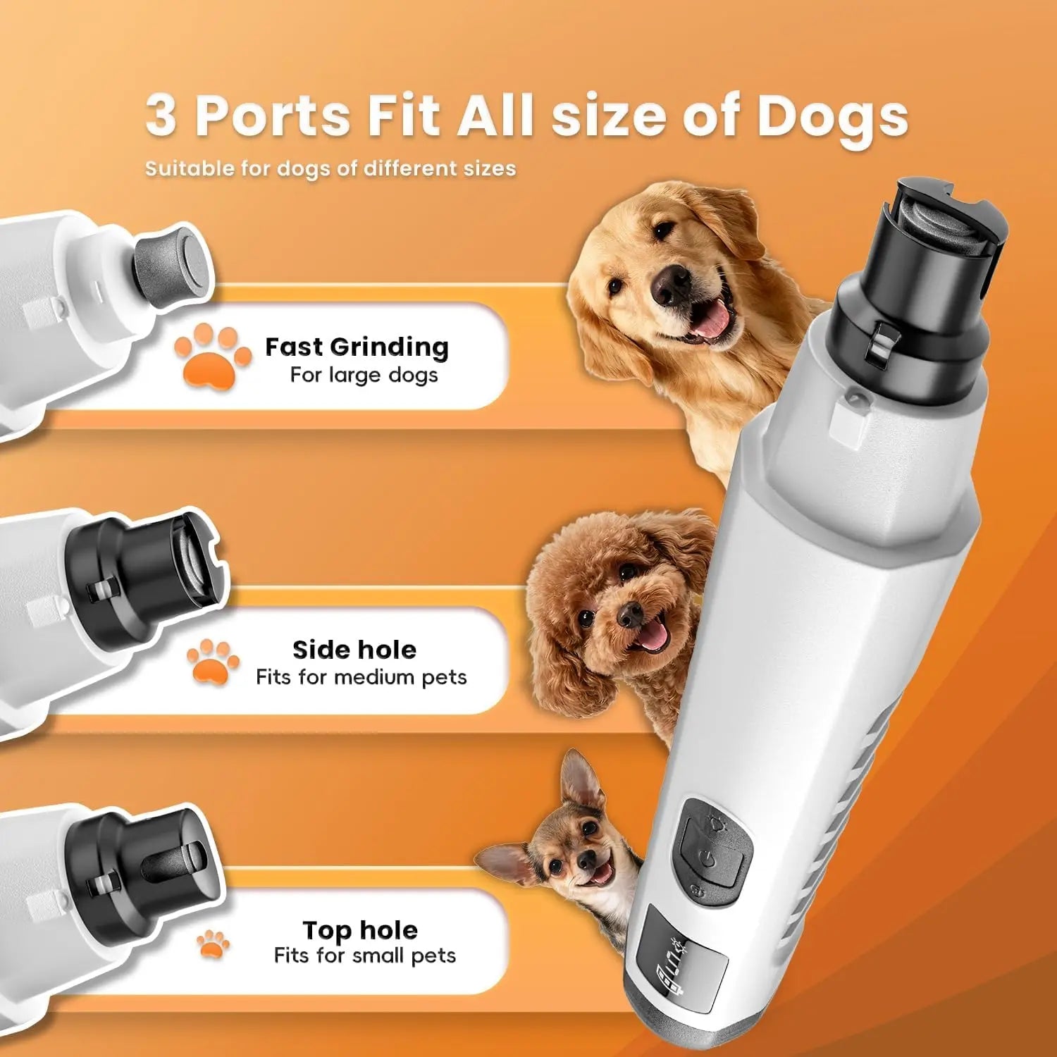 Silent Groom Pro Dog Nail Grinder – Rechargeable 5-Speed Pet Nail Trimmer with LED Light | Quiet Grooming Tool for Dogs & Cats CJ