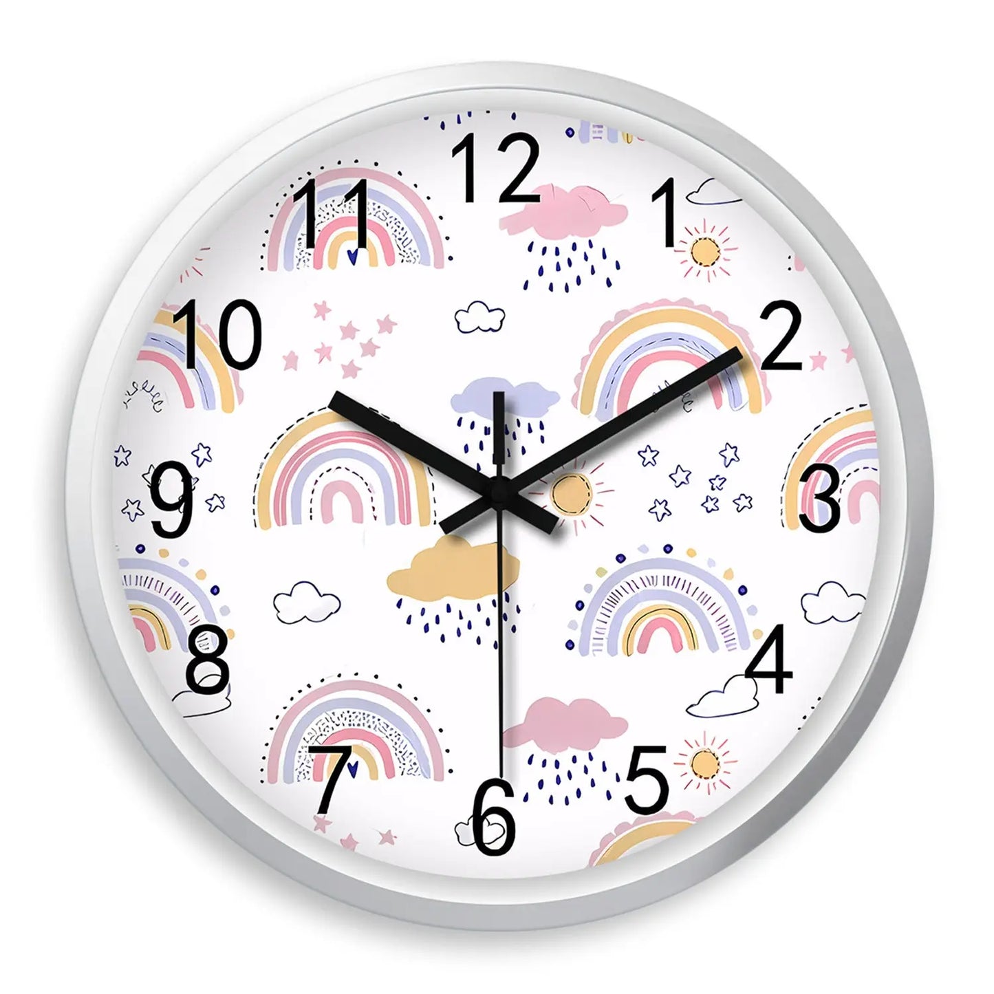 Rainbow Silent Wall Clock ? Modern Quartz Educational Clock for Kids & Home | Colorful No-Tick Decorative Clock TED