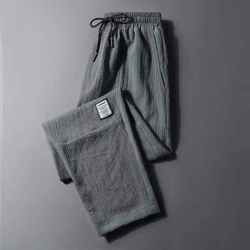 Ice Silk Wide Leg Pants - Lightweight Breathable Casual Straight Pants for Men