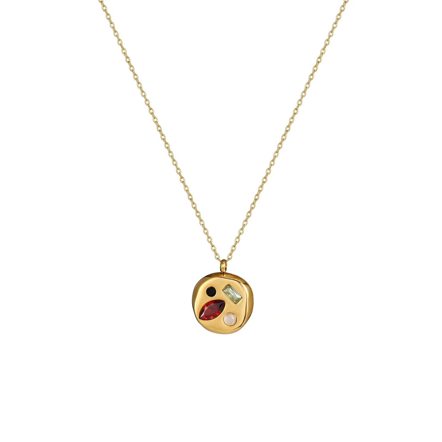 Birthstone Mom Necklace – Colorful Zircon Pendant Titanium Steel Gift for Mother CJ