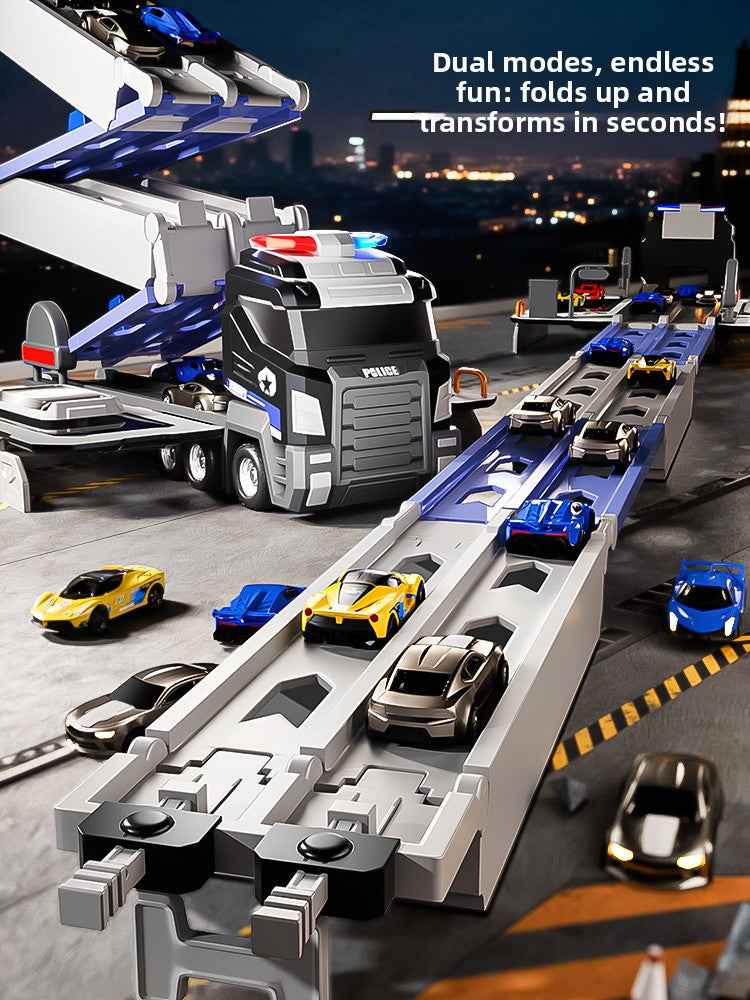 Transforming Police Car Toy with Track and Ejection Features