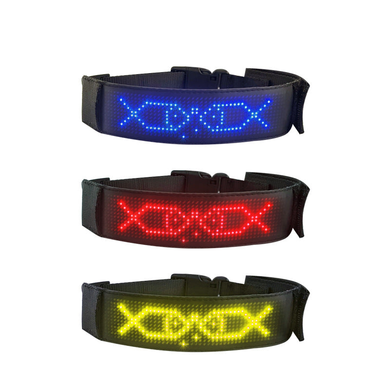 Smart LED Pet Collar with App Control - RGB Scrolling Message Dog Collar | Custom Emoji Light-Up Pet Accessory TED
