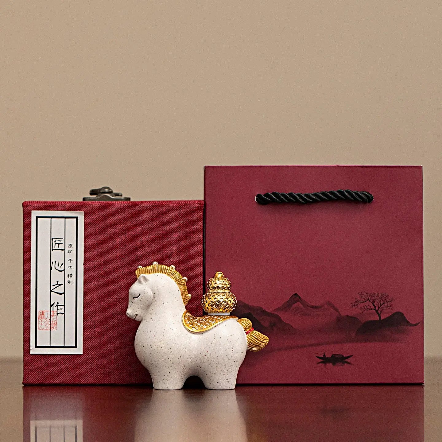 Custom Horse Figurine Gift Set Prosperity Feng Shui Horse Statue with Gift Box | Corporate & Business Gifts TED