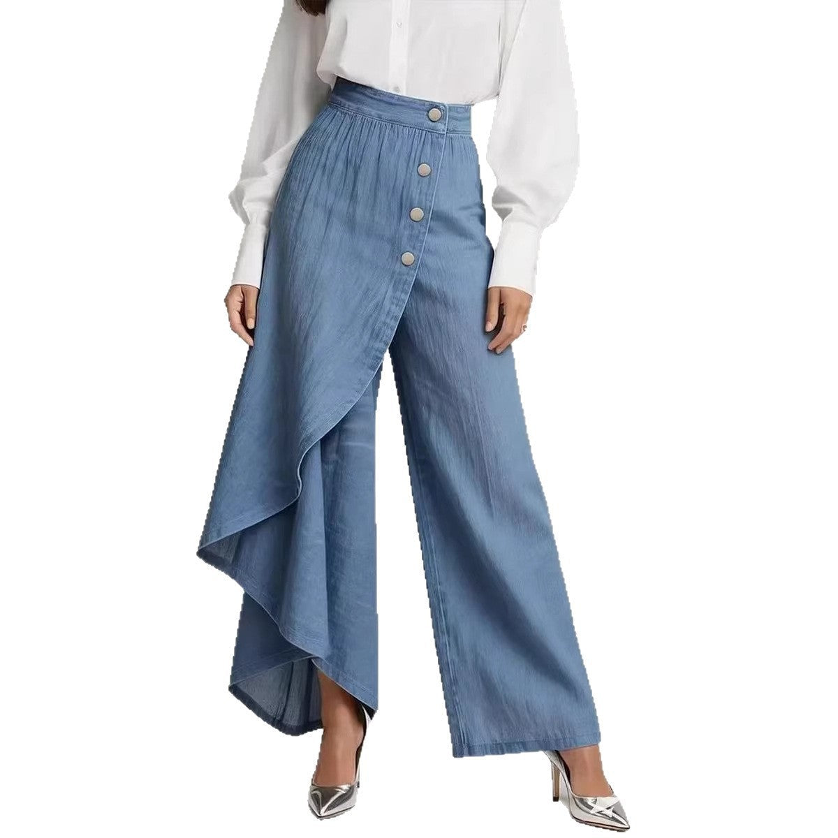 Womens Wide Leg Printed Pants  Casual Mid Waist Loose Fit Trousers | Trendy Streetwear Long Pants TED