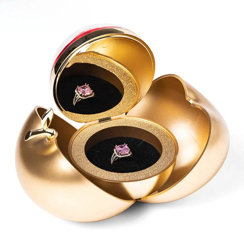 Luxury Double-Open Jewelry Gift Box with Rose - Elegant Ring & Necklace Storage Case | Romantic Gift Packaging TED