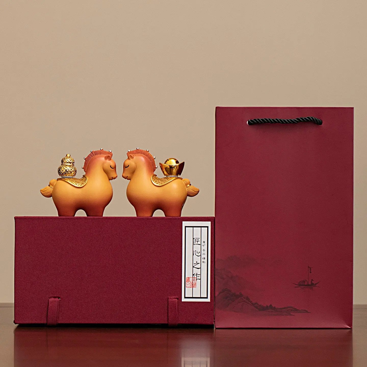 Custom Horse Figurine Gift Set Prosperity Feng Shui Horse Statue with Gift Box | Corporate & Business Gifts TED