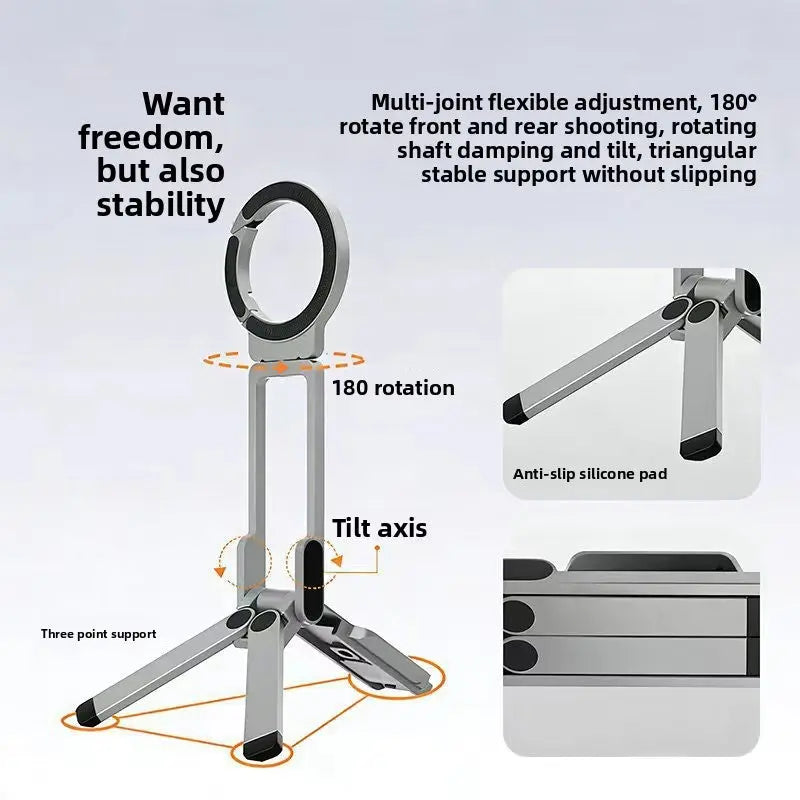 Magnetic Carabiner Phone Holder 4-in-1 Tripod Clip Stand Anti-Shake Outdoor Mount TED