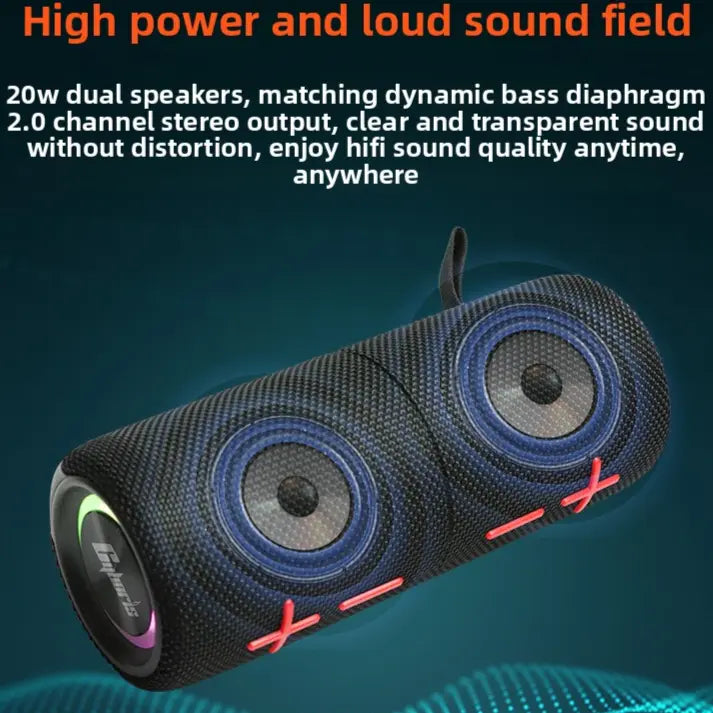 Portable Bluetooth Speaker with LED Light Waterproof Wireless Speaker with TF Card & Call Function TED