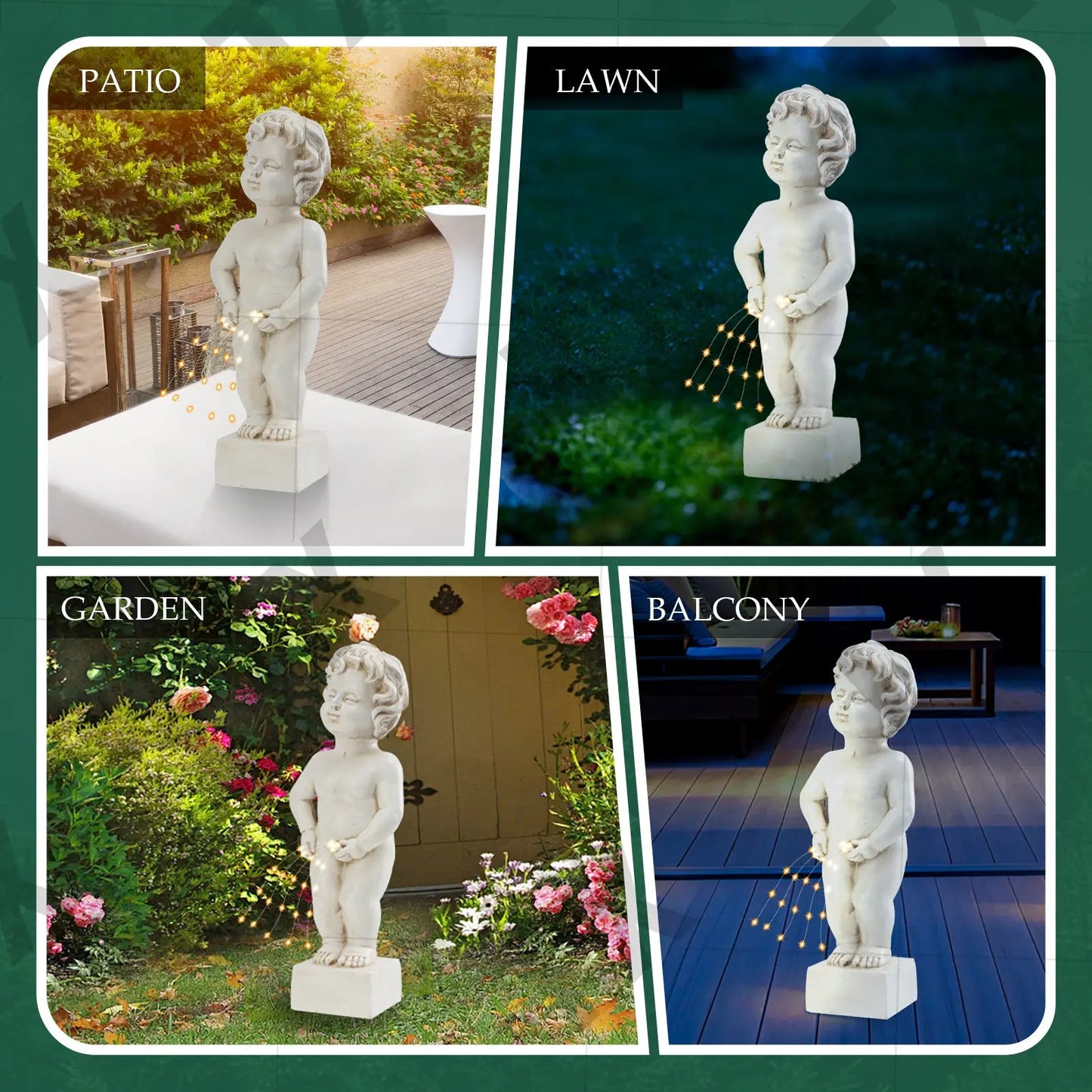 Angel LED String Light Statue - European Style Resin Garden Ornament | Decorative Courtyard & Desktop Atmosphere Light TED