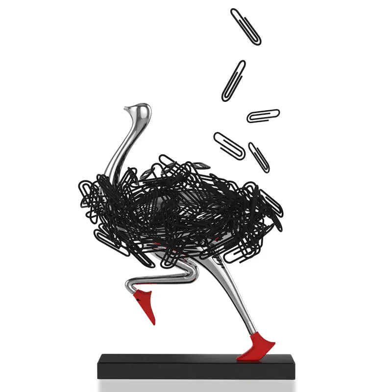 Modern Ostrich Sculpture – Creative Metal Desk Decor Office Gift CJ