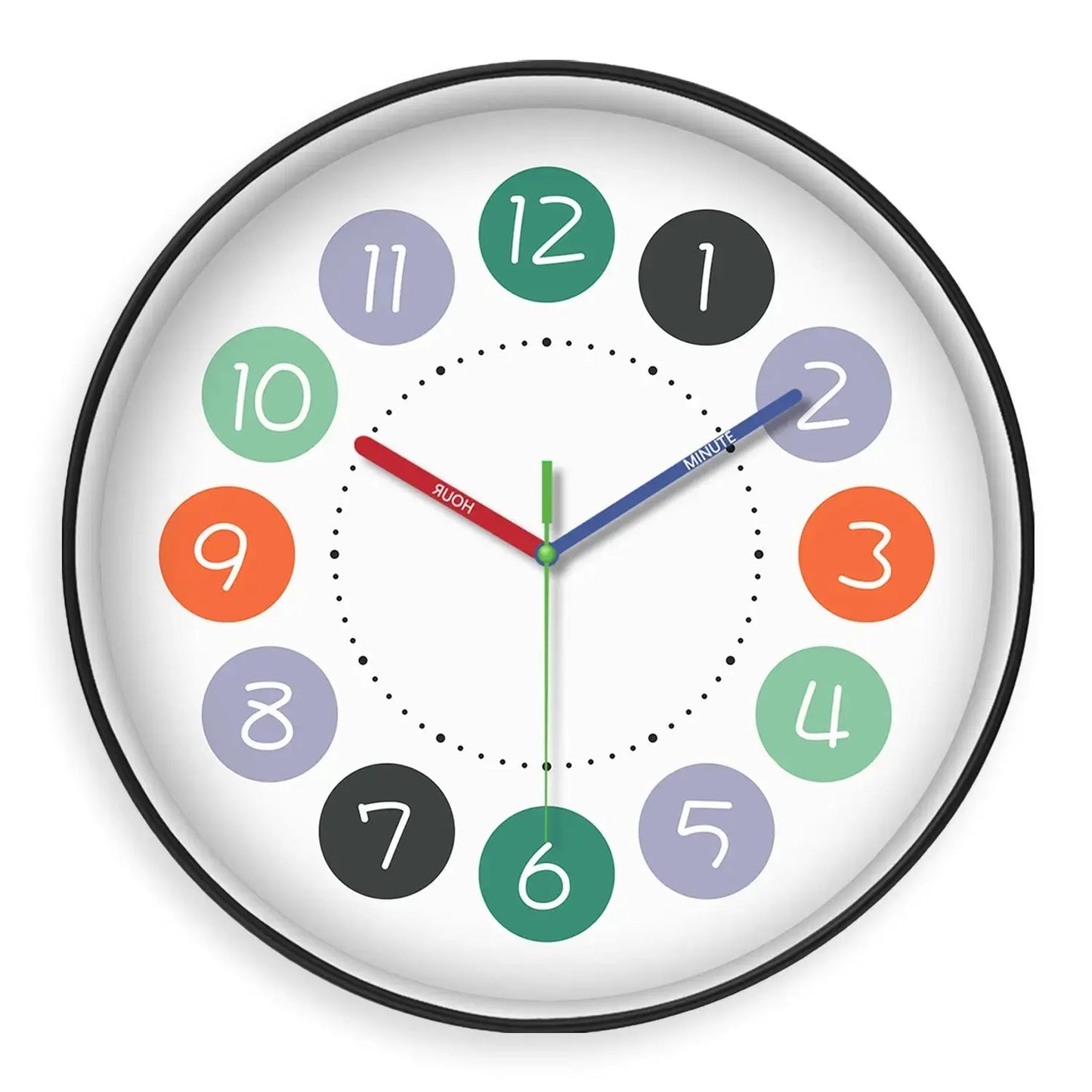 Rainbow Silent Wall Clock ? Modern Quartz Educational Clock for Kids & Home | Colorful No-Tick Decorative Clock TED