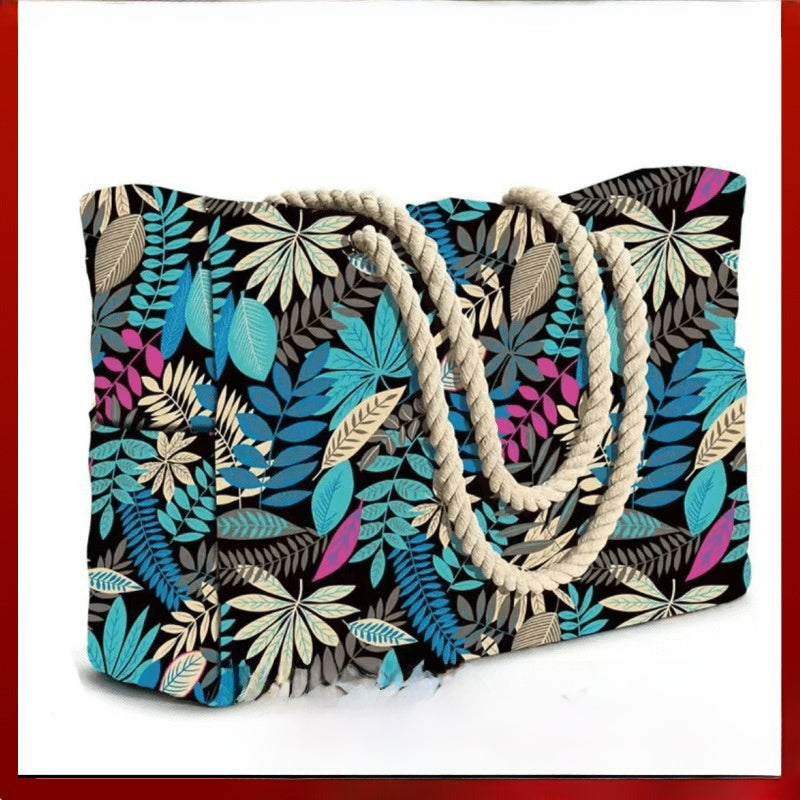 Rainbow Stripe Beach Bag - Large Capacity Beach Bag | Free Shipping