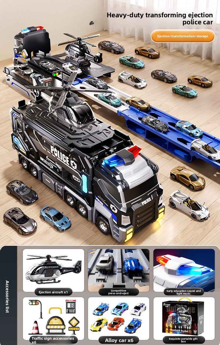 Transforming Police Car Toy with Track and Ejection Features