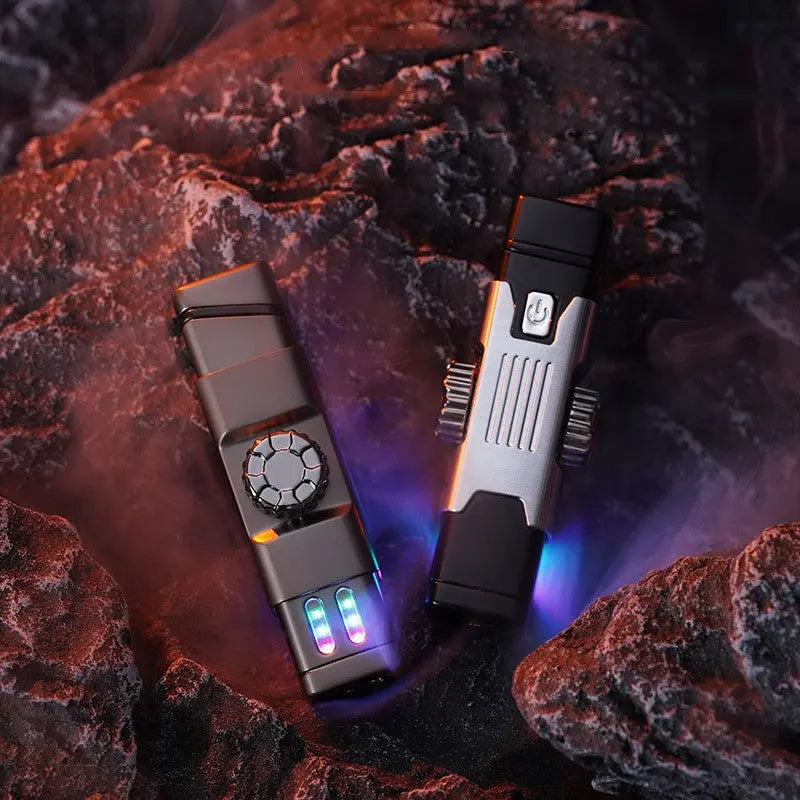 LED Rechargeable Electric Lighter – Windproof USB Charging Plasma Lighter with Colorful Lights (Metal Design) CJ