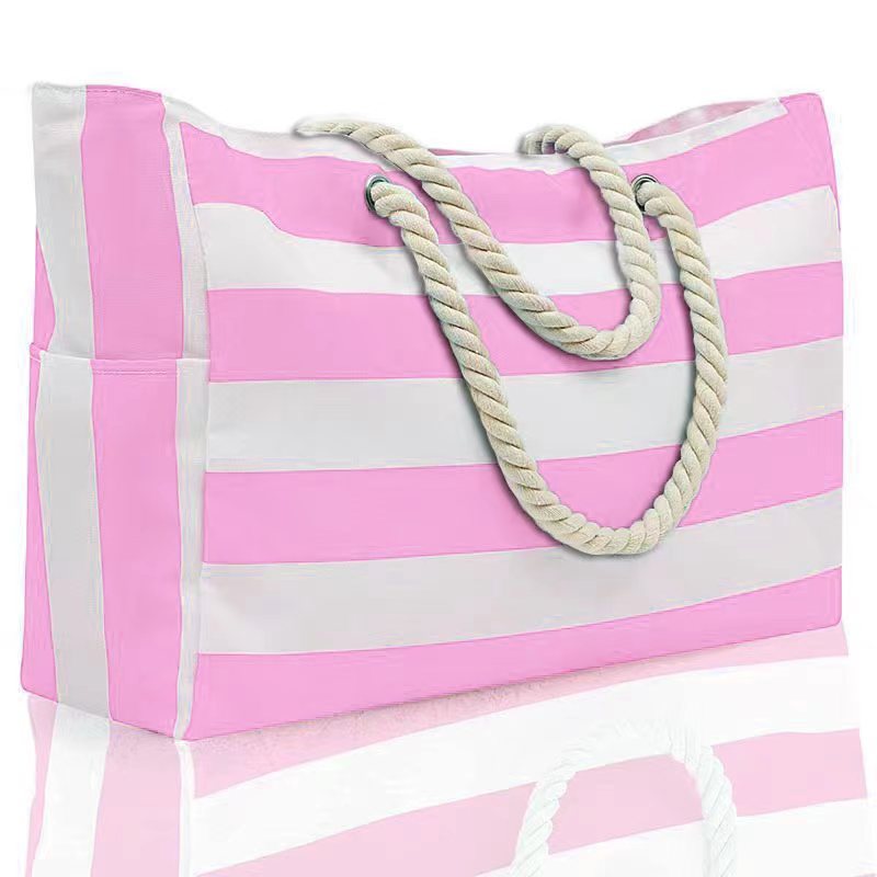 Rainbow Stripe Beach Bag - Large Capacity Beach Bag | Free Shipping