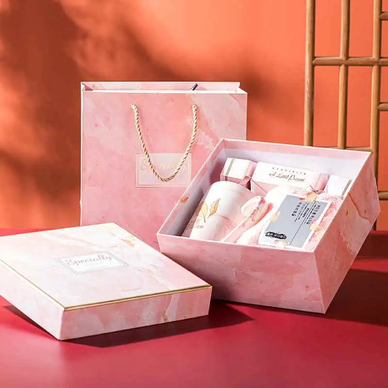 Luxury Ceramic Mug Gift Set with Towel & Candy Box – Premium Coffee Cup Gift for Any Occasion