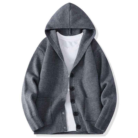 Mens Hooded Knit Sweater  Soft Rabbit Fur Blend Casual Loose Fit Pullover