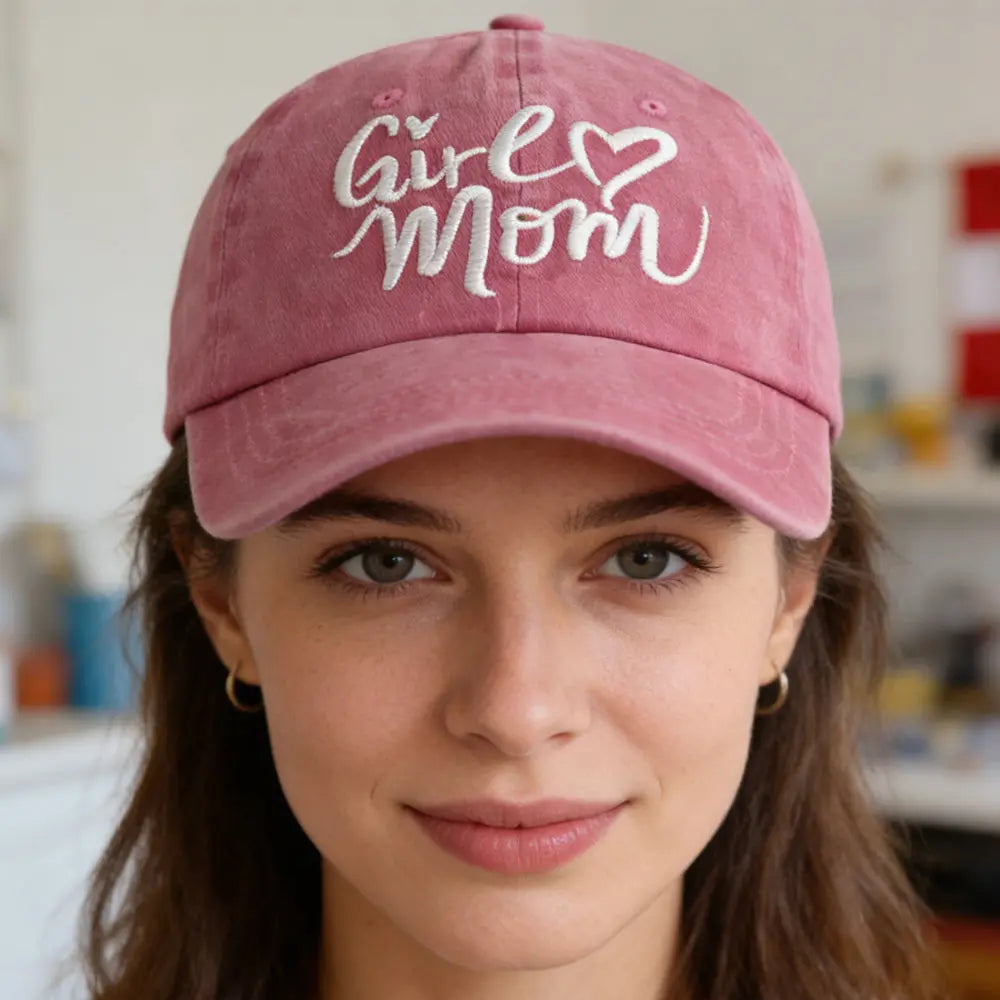 Girl Mom Hat – Adjustable Embroidered Cotton Baseball Cap Mother’s Day Gift CJ
