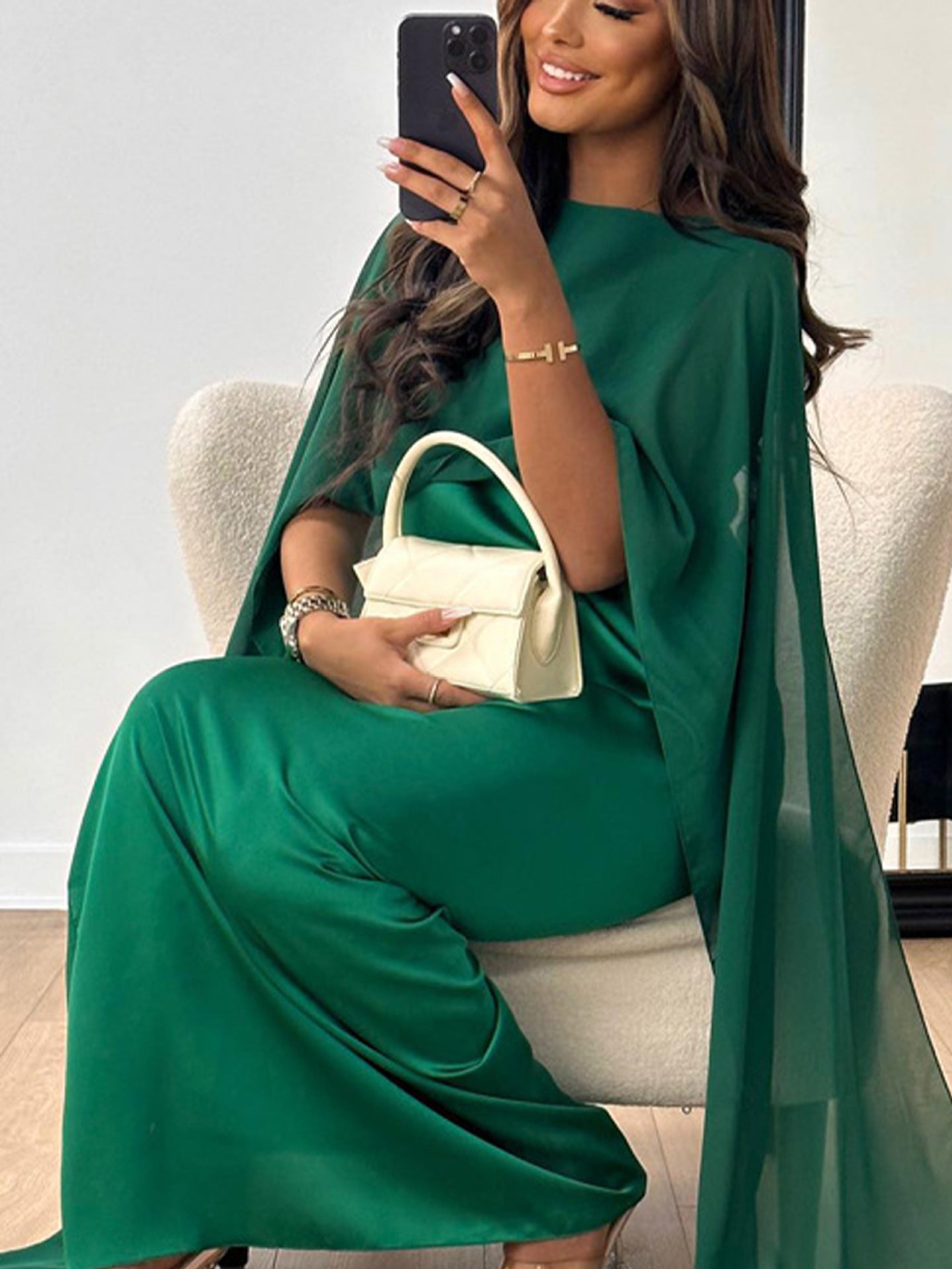 Elegant Midi Dress - Simulated Silk One Piece Midi Dress | Free Shipping