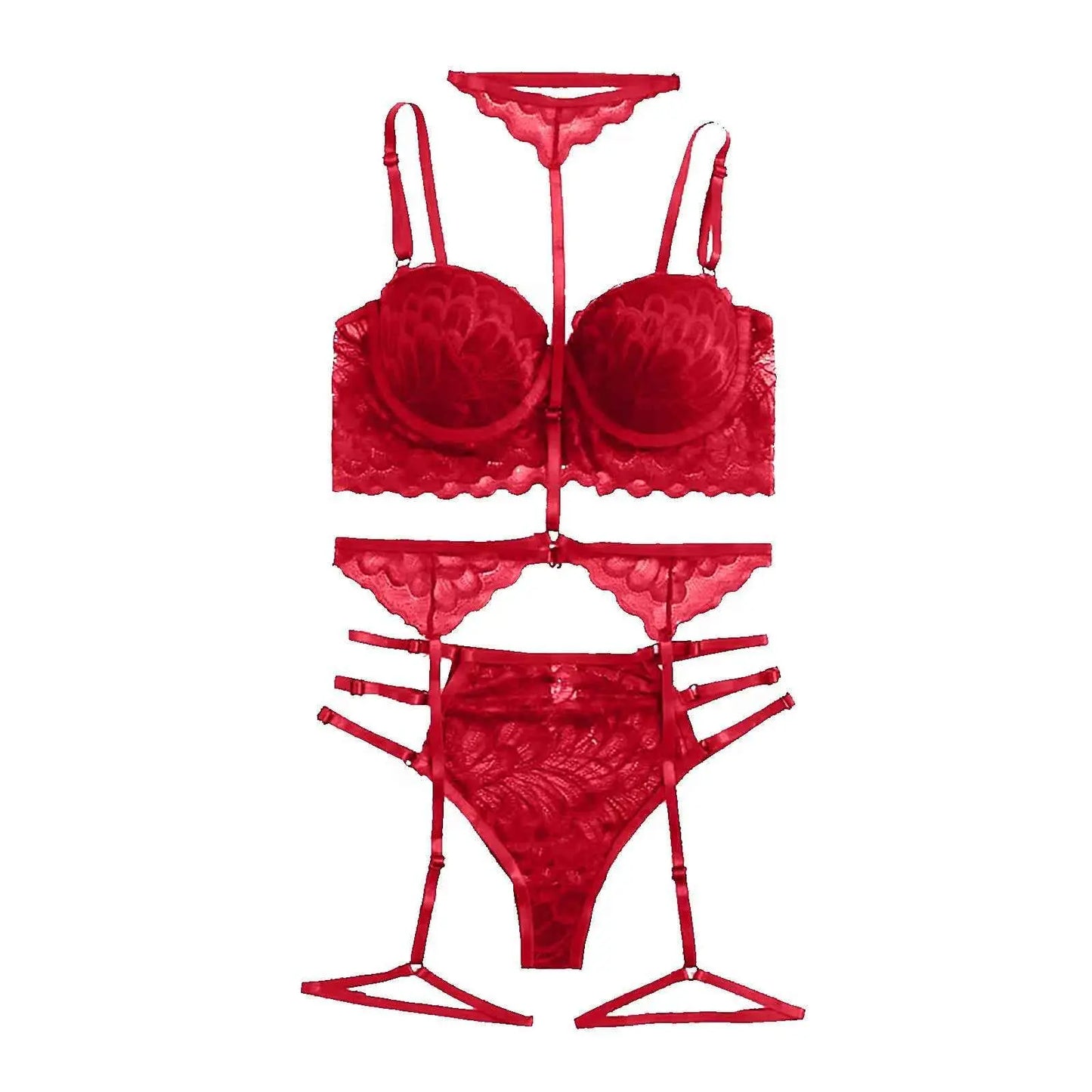 Lace Lingerie Set for Women Sheer Three-Piece Intimate Wear, Comfortable Fit