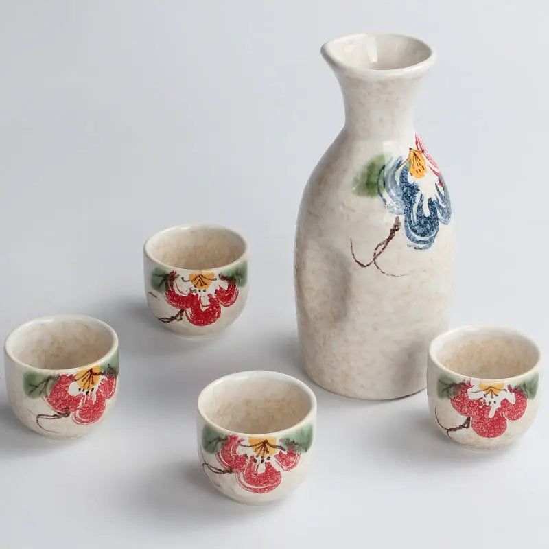 Personalized Sake Set – Ceramic Wine Gift Set with Bottle & Cups CJ